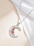 wholesale  Sterling Silver Moon Pendant Birth Flower Necklace for Women -0-2