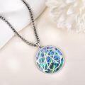 wholesale 925 Sterling Silver Round Abalone Shell Pentagram Pendant Necklace  for Women Men Gothic Witchcraft  48cm Chain Length-0-3