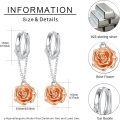 wholesale 925 Sterling Silver Gold Plated Rose Flower Drop Dangle Huggie Hoop Earrings for Women Girls  4cm Length-0-5