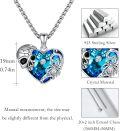 wholesale 925 Sterling Silver Heart-Shaped Pendant w/ Blue Crystal & Skull Charm on 20 + Extender Chain-0-3