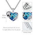 wholesale 925 Sterling Silver Skull Heart Necklace With Blue Crystal And Spider Pendant-0-3