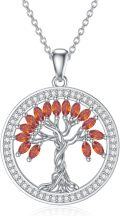 wholesale 925 Sterling Silver Tree of Life Birthstone Necklace with Colorful Gemstones-0-0