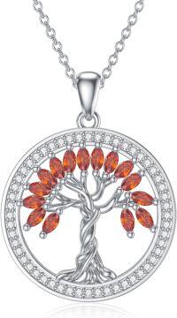 wholesale 925 Sterling Silver Tree of Life Birthstone Necklace with Colorful Gemstones-January