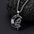 wholesale 925 Sterling Silver Dragon on Crescent Moon Gothic Necklace for Men & Women-0-2