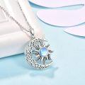 wholesale 925 Sterling Silver Sun Moon Pendant Necklace With Rainbow Moonstone-0-2