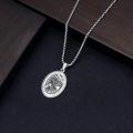 wholesale Sterling Silver Saint Medal Oval Necklace for Men Women Religious Jewelry-0-12