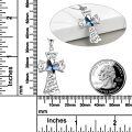 wholesale 925 Sterling Silver Blue Crystal Butterfly Cross Pendant Necklace for Women - Religious Gifts-0-4
