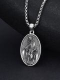 wholesale 925 Sterling Silver Virgin Mary Miraculous Medal Pendant Necklace With Box Chain-0-2