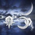 wholesale 14K White Gold  Crystal Moon & Star Stud Earrings for Women-0-5