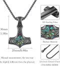 wholesale 925 Sterling Silver Blackened Viking Mjolnir Pendant with Abalone Shell and Rune Design Necklace for Men-0-4