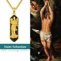 wholesale Gold 925 Sterling Silver Black Onyx Saint Michael Pendant Necklace for Men Women 24 Chain-0-4