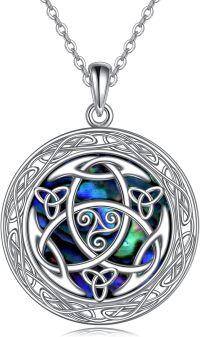 wholesale 925 Sterling Silver Abalone Shell Celtic Knot Trinity Pendant Necklace for Women and Men-Celtic Knot Necklace