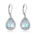 wholesale 925 Sterling Silver Teardrop Moonstone & Lapis Lazuli Tree Of Life Drop Earrings-0-0
