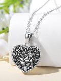wholesale 925 Sterling Silver 925 Oxidized Rose Floral Heart Locket Necklace for Women & Mother¡¯s Day Gifts-0-2