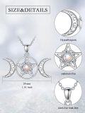 wholesale 925 Sterling Silver Moon & Star Pentagram Opalite Gemstone Necklace for Women Girls-0-1