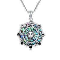 wholesale 925 Sterling Silver Sun And Moon Pendant With Abalone Shell And Black Onyx Accents-Sun