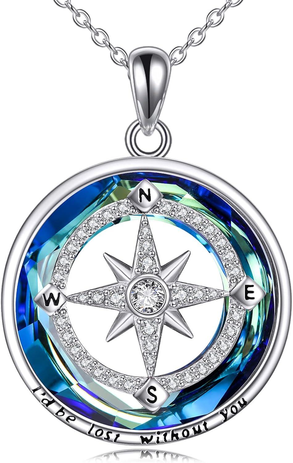 Sterling Silver Crystal Heart Graduation Necklace for Women Girls-0-0
