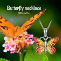wholesale 925 Sterling Silver Purple & Yellow Enamel Butterfly Pendant Necklace for Women Gifts-0-11