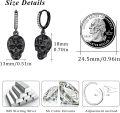 wholesale 925 Sterling Silver Black Skull Drop Hoop Earrings Gothic Punk Style Jewelry for Women and Men-0-4
