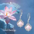 wholesale Sterling Silver Lotus Earrings with Moonstone Amber Onyx Lapis Larimar Rose Quartz Moss Agate-0-13