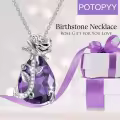 TOUPOP Sterling Silver Rose Crystal Birthstone Necklace, 18+2 Inch-0-3