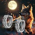 wholesale 925 Sterling Silver Opal Inlay Wolf Head Huggie Hoop Earrings for Men & Women-0-5