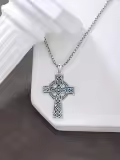 TOUPOP 925 Sterling Silver Animal Celtic Cross Necklace Religious Gift-0-4
