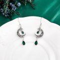 wholesale 925 Sterling Silver Green Crystal Moon & Star Drop Earrings-0-2