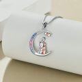 wholesale 925 Sterling Silver Metal Stone Sisters Moon Pendant Necklace  for Sister-in-Law-0-2