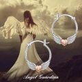 wholesale 925 Sterling Silver Angel Wing Heart Hoop Earrings for Women Girls Gift-0-5