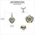 wholesale 925 Sterling Silver Yellow Citrine Heart Dragonfly Cremation Pendant Necklace for Ashes Memorial s for Women-0-4
