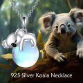 wholesale 925 Sterling Silver Koala Bear with Blue Stone Pendant Necklace for Women Girls  48cm Chain Length-0-2