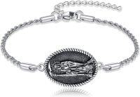 wholesale 925 Sterling Silver Santa Muerte & St Michael Charm Bracelet - Catholic Religious  for Women-Santa Muerte