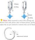 wholesale 925 Sterling Silver Blue Square Cut Gemstone Dangle Huggie Hoop Earrings for Women-0-5