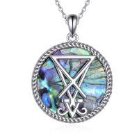 wholesale 925 Sterling Silver Labradorite Triangle Star Pendant Necklaces for Women Gifts-Satanic Sulfur Cross Necklace