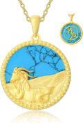wholesale 18K Gold Plated Sterling Silver Synthetic Blue Turquoise Zodiac Necklace for Women-0-18