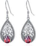 wholesale 925 Sterling Silver with Teardrop Birthstone Vintage Filigree Earrings-0-0