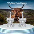 wholesale 925 Sterling Silver Highland Cow Stud Earrings for Women Girls Gifts -0-2