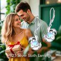 wholesale 925 Sterling Silver Heart-Shaped Sloth Drop Earrings Gift for Her-0-2