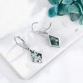 wholesale 925 Sterling Silver Green Agate Triangle Drop Earring with Cubic Zirconia Accents - 3D Lizard Design-0-2