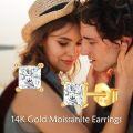 wholesale 14K Gold Princess Cut Cubic Zirconia Stud Earrings for Women - Birthday & Christmas Gifts-0-2
