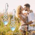 wholesale 925 Sterling Silver Moonstone Heart Knot Filigree Leverback Dangle Earrings for Women-0-4