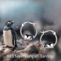 wholesale 925 Sterling Silver Penguin Charm Hoop Earrings - Adorable Animal  for Her-0-2
