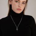 wholesale 925 Sterling Silver Gothic Hammered Cross Necklace with Black Plating and  -0-4
