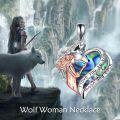 wholesale 925 Sterling Silver Heart-Shaped Abalone Shell and Crystal Wolf Girl Pendant Necklace I love you to the moon  for Women Girls-0-5