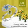 wholesale 925 Sterling Silver Evil Eye Yellow Sapphire Adjustable Ring for Women-0-2