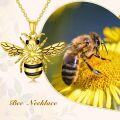 wholesale 925 Sterling Silver CZ Gold Plated Honeycomb Bee Pendant Necklace s for Women Girls Wife-0-5