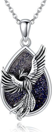 wholesale 925 Sterling Silver 925 Sparkly Blue Starry Sky Phoenix Bird Charm Pendant Necklace for Women and Girls-phoenix-4