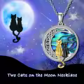 TOUPOP Sterling Silver Abalone Celtic Cat On Moon Necklace-0-1
