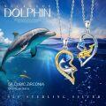 wholesale 925 Sterling Silver Dolphins in Heart-Shaped Pendant Necklaces - Matching Set for Mothers & Daughters or Best Friends-0-4
